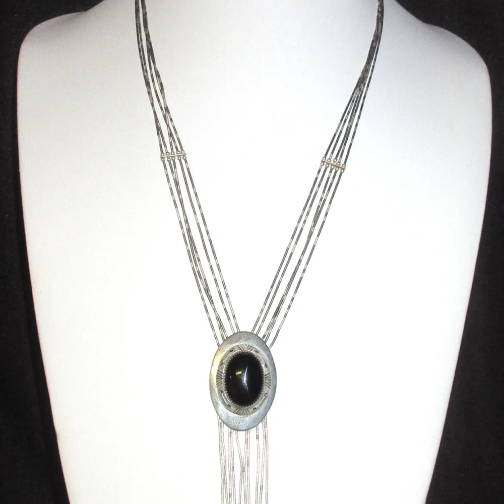 Native American Necklace Solid Sterling Silver 37… - image 1